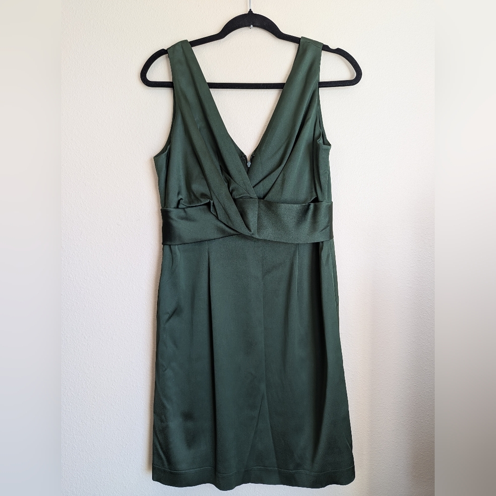R&M Richards Green Pleated Wrap Cocktail Dress Size 12P